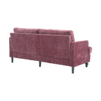 Causeuse en chenille mi-siècle moderne émeraude/grise/noire/rose/beige/orange avec cadre en bois et coussins amovibles - 2 places
