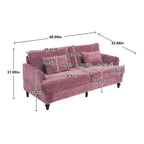 Causeuse en chenille mi-siècle moderne émeraude/grise/noire/rose/beige/orange avec cadre en bois et coussins amovibles - 2 places