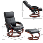 Fauteuil inclinable de massage électrique en cuir synthétique noir/beige avec repose-pieds - Usage individuel