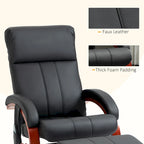 Fauteuil inclinable de massage électrique en cuir synthétique noir/beige avec repose-pieds - Usage individuel