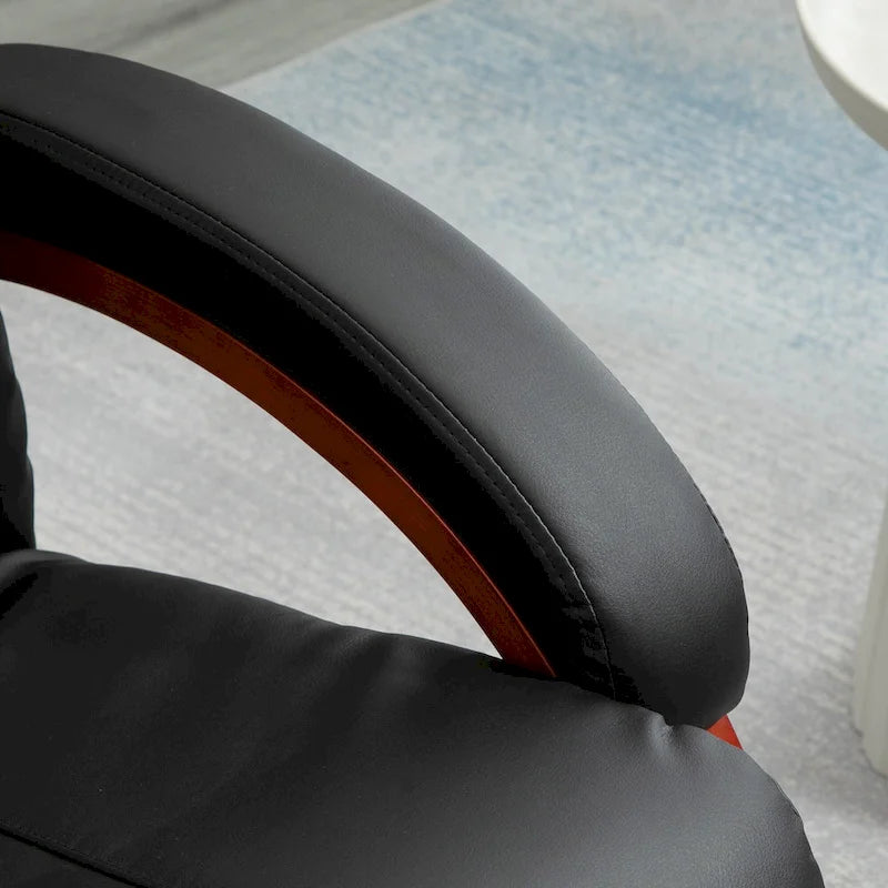 Fauteuil inclinable de massage électrique en cuir synthétique noir/beige avec repose-pieds - Usage individuel