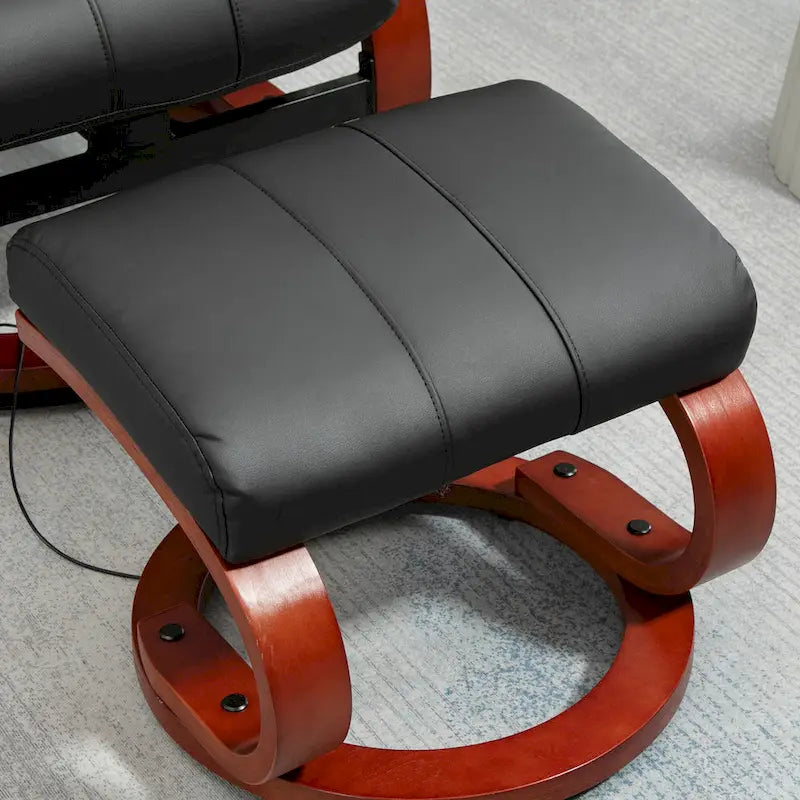 Fauteuil inclinable de massage électrique en cuir synthétique noir/beige avec repose-pieds - Usage individuel