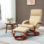 Fauteuil inclinable de massage électrique en cuir synthétique noir/beige avec repose-pieds - Usage individuel