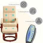 Fauteuil inclinable de massage électrique en cuir synthétique noir/beige avec repose-pieds - Usage individuel
