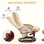 Fauteuil inclinable de massage électrique en cuir synthétique noir/beige avec repose-pieds - Usage individuel