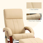 Fauteuil inclinable de massage électrique en cuir synthétique noir/beige avec repose-pieds - Usage individuel
