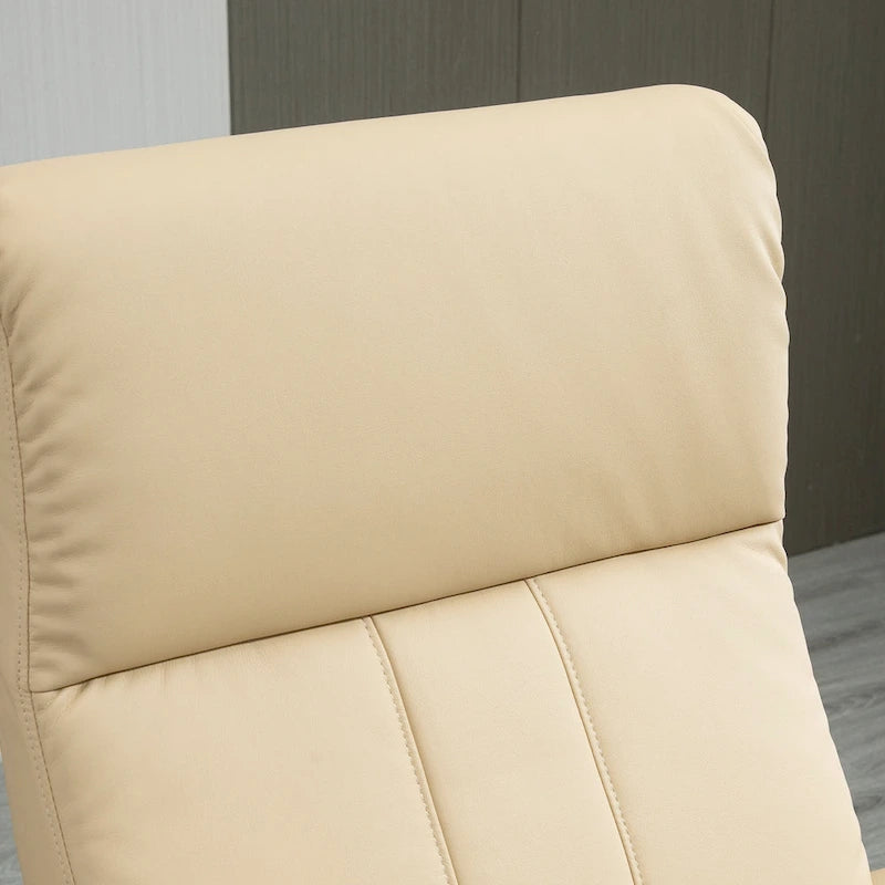 Fauteuil inclinable de massage électrique en cuir synthétique noir/beige avec repose-pieds - Usage individuel