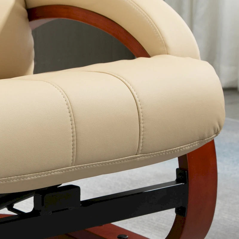 Fauteuil inclinable de massage électrique en cuir synthétique noir/beige avec repose-pieds - Usage individuel