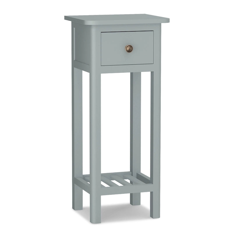 Table d'appoint étroite à 2 niveaux avec tiroir et étagère ouverte Noir / Blanc / Naturel / Gris - Usage unique