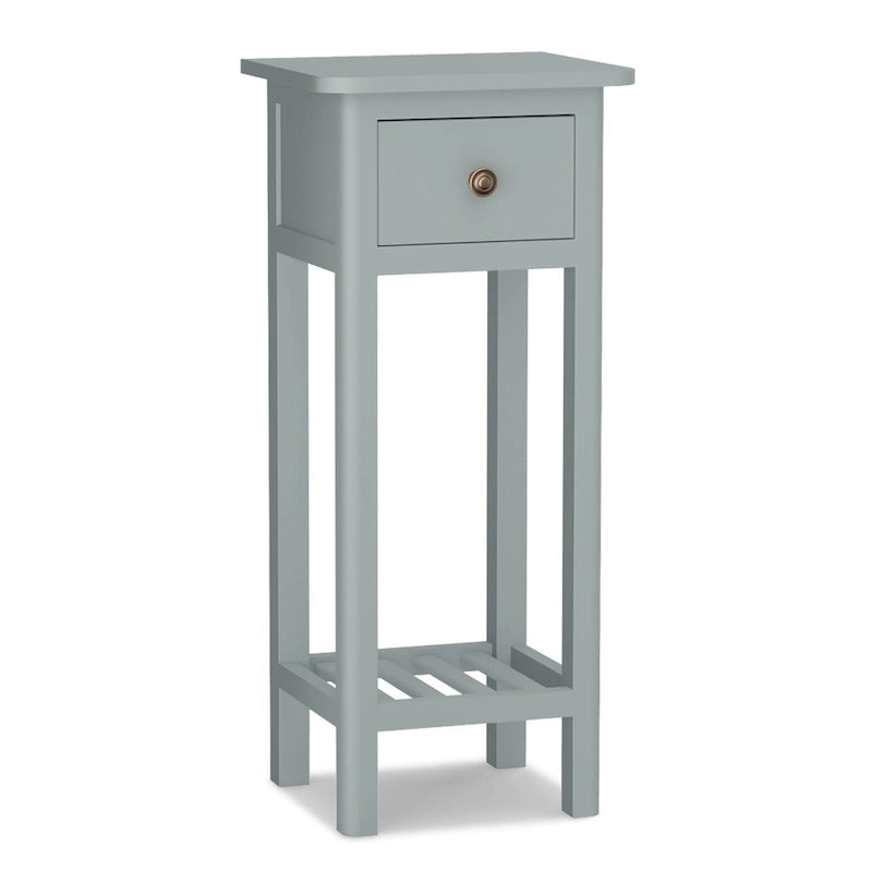 Table d'appoint étroite à 2 niveaux avec tiroir et étagère ouverte Noir / Blanc / Naturel / Gris - Usage unique
