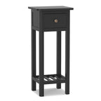 Table d'appoint étroite à 2 niveaux avec tiroir et étagère ouverte Noir / Blanc / Naturel / Gris - Usage unique