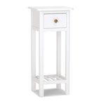Table d'appoint étroite à 2 niveaux avec tiroir et étagère ouverte Noir / Blanc / Naturel / Gris - Usage unique