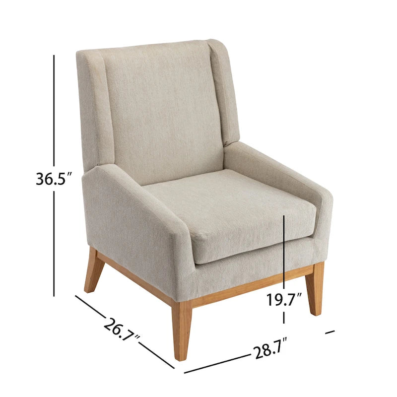 Fauteuil de ferme en polyester gris/rayé/beige/bleu avec accoudoirs et pieds en bois massif - Usage unique
