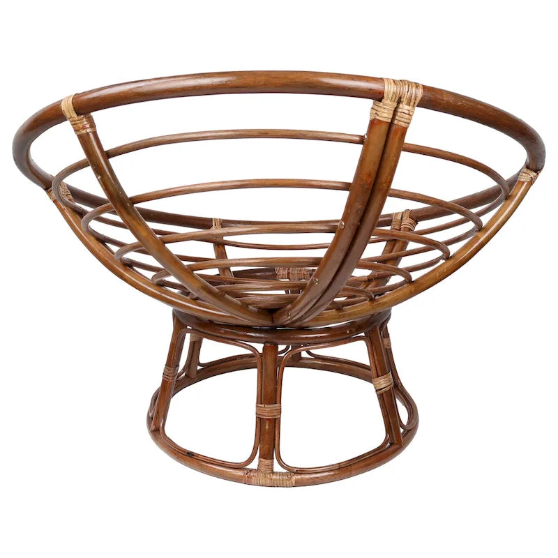 Fauteuil Papasan 107 cm en rotin et noyer avec coussin capitonné en polyester tout temps – Utilisation individuelle