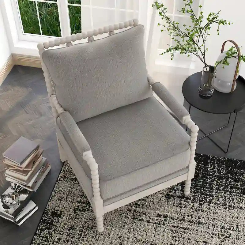 Fauteuil en tissu matelassé et perlé Quince Farmhouse par Furniture of America