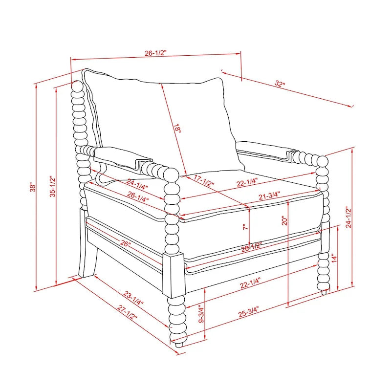 Fauteuil en tissu matelassé et perlé Quince Farmhouse par Furniture of America