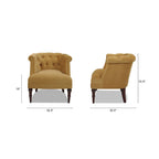 Fauteuil d'appoint capitonné à accoudoirs roulés de style Mid-Century, de couleur violette, or jaune, bleu marine, saumon pêche, beige ou rouge rubis - Usage unique