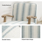 Fauteuil de ferme en polyester gris/rayé/beige/bleu avec accoudoirs et pieds en bois massif - Usage unique