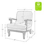 Fauteuil de ferme en polyester gris/rayé/beige/bleu avec accoudoirs et pieds en bois massif - Usage unique