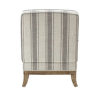 Fauteuil de ferme en polyester gris/rayé/beige/bleu avec accoudoirs et pieds en bois massif - Usage unique