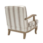 Fauteuil de ferme en polyester gris/rayé/beige/bleu avec accoudoirs et pieds en bois massif - Usage unique