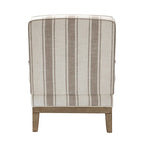 Fauteuil de ferme en polyester gris/rayé/beige/bleu avec accoudoirs et pieds en bois massif - Usage unique