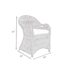 Fauteuil en rotin tressé marron-bleu délavé / blanchi à la chaux avec coussin - Usage unique