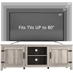 Meuble TV moderne Noyer / Gris / Noir avec portes de rangement et étagères ouvertes - Usage unique