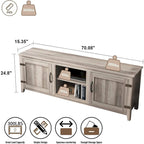 Meuble TV moderne Noyer / Gris / Noir avec portes de rangement et étagères ouvertes - Usage unique