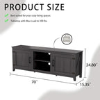 Meuble TV moderne Noyer / Gris / Noir avec portes de rangement et étagères ouvertes - Usage unique