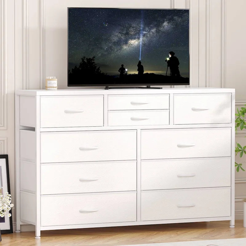 Commode TV moderne à 10 tiroirs Rose / Saule noir / Blanc / Marron / Noir - Usage unique