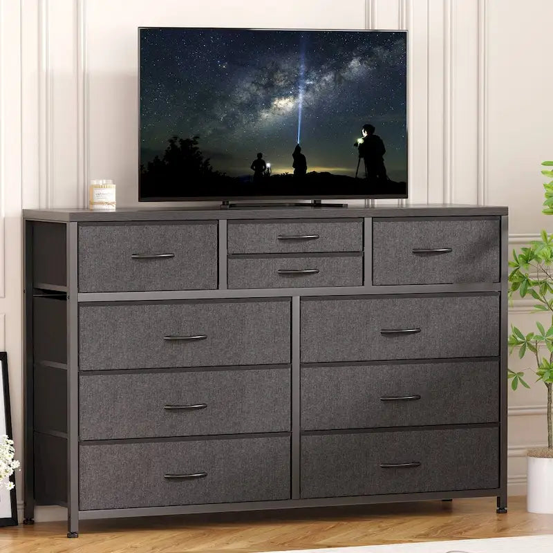 Commode TV moderne à 10 tiroirs Rose / Saule noir / Blanc / Marron / Noir - Usage unique