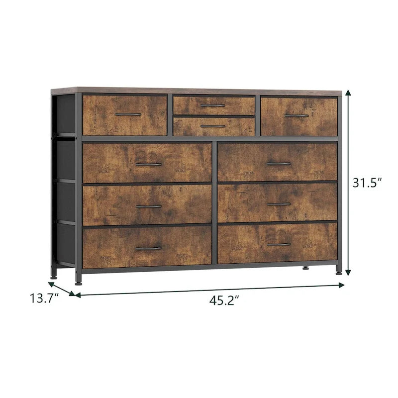 Commode TV moderne à 10 tiroirs Rose / Saule noir / Blanc / Marron / Noir - Usage unique