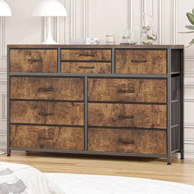 Commode TV moderne à 10 tiroirs Rose / Saule noir / Blanc / Marron / Noir - Usage unique