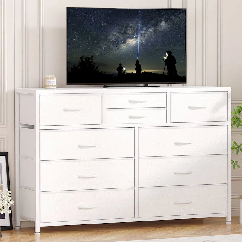 Commode TV moderne à 10 tiroirs Rose / Saule noir / Blanc / Marron / Noir - Usage unique