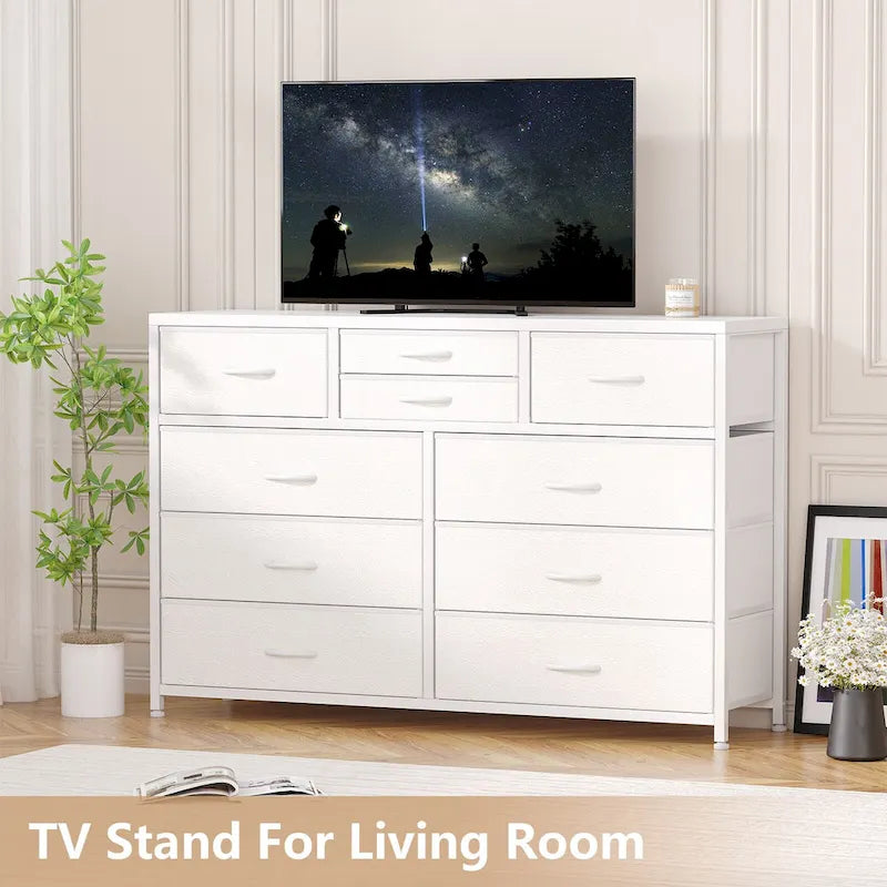 Commode TV moderne à 10 tiroirs Rose / Saule noir / Blanc / Marron / Noir - Usage unique