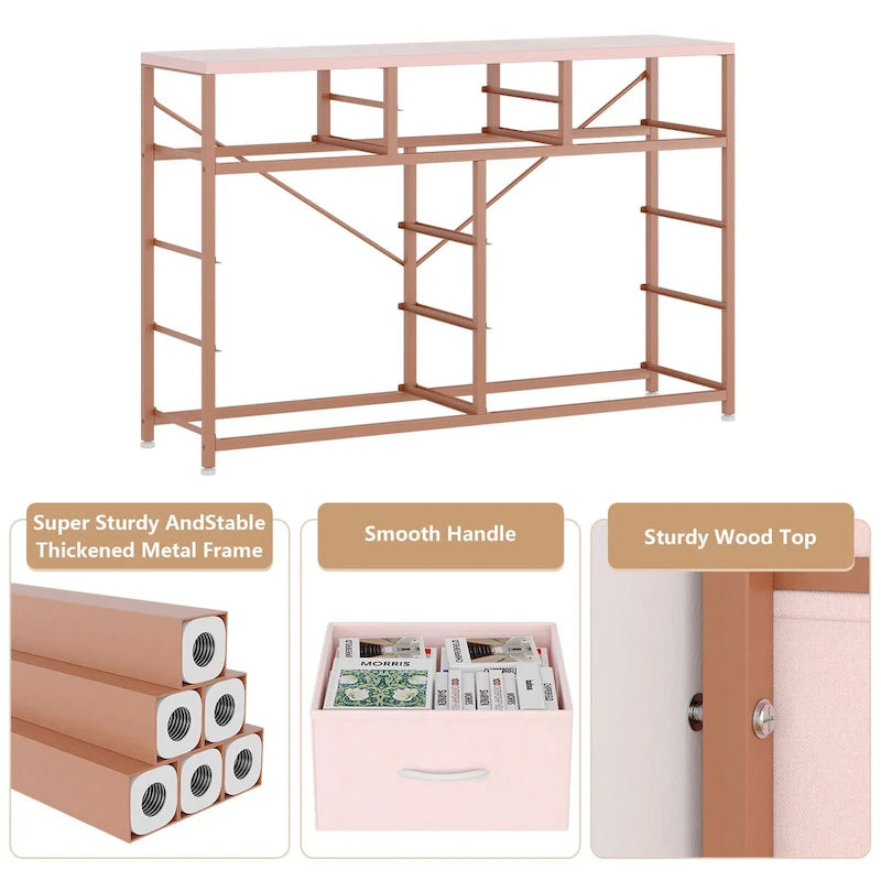 Commode TV moderne à 10 tiroirs Rose / Saule noir / Blanc / Marron / Noir - Usage unique