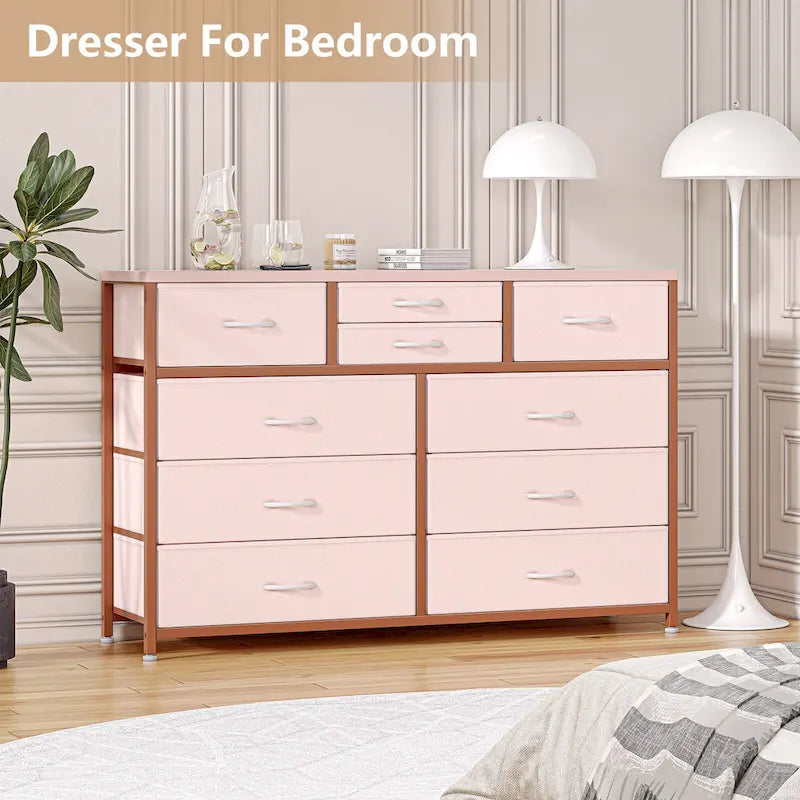Commode TV moderne à 10 tiroirs Rose / Saule noir / Blanc / Marron / Noir - Usage unique