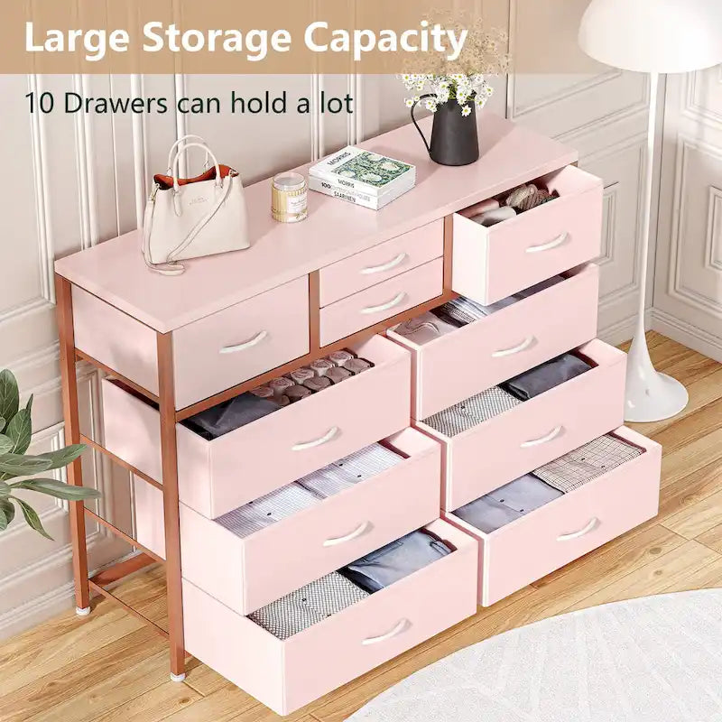 Commode TV moderne à 10 tiroirs Rose / Saule noir / Blanc / Marron / Noir - Usage unique