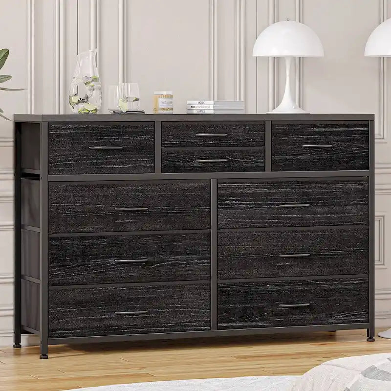 Commode TV moderne à 10 tiroirs Rose / Saule noir / Blanc / Marron / Noir - Usage unique