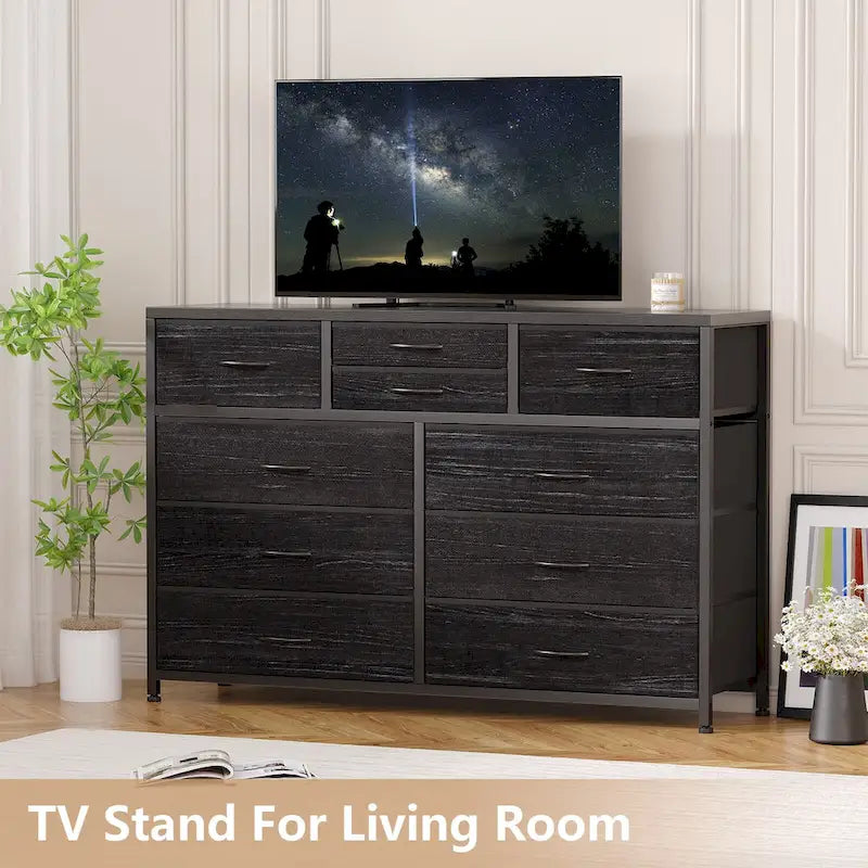 Commode TV moderne à 10 tiroirs Rose / Saule noir / Blanc / Marron / Noir - Usage unique
