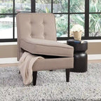 Fauteuil d'appoint sans accoudoirs, capitonné avec rangement, couleur crème mouchetée / beige sable / gris anthracite - Usage unique