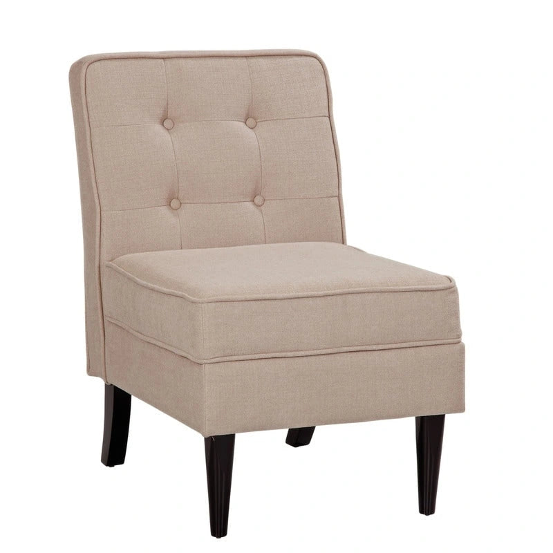 Fauteuil d'appoint sans accoudoirs, capitonné avec rangement, couleur crème mouchetée / beige sable / gris anthracite - Usage unique
