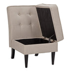 Fauteuil d'appoint sans accoudoirs, capitonné avec rangement, couleur crème mouchetée / beige sable / gris anthracite - Usage unique