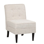 Fauteuil d'appoint sans accoudoirs, capitonné avec rangement, couleur crème mouchetée / beige sable / gris anthracite - Usage unique