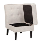 Fauteuil d'appoint sans accoudoirs, capitonné avec rangement, couleur crème mouchetée / beige sable / gris anthracite - Usage unique