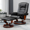 Fauteuil de massage inclinable en cuir PU noir/beige avec ottoman et pivotement à 360° - Usage individuel