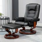 Fauteuil de massage inclinable en cuir PU noir/beige avec ottoman et pivotement à 360° - Usage individuel