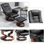 Fauteuil de massage inclinable en cuir PU noir/beige avec ottoman et pivotement à 360° - Usage individuel