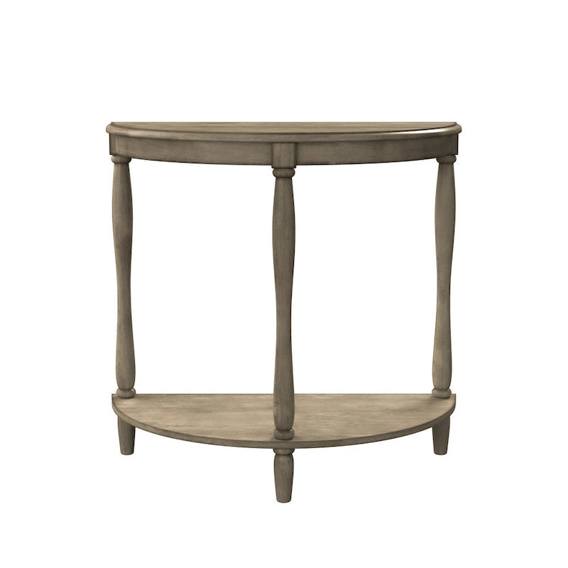 Console d'entrée demi-lune de style campagnard français vert clair antique avec étagère inférieure - Usage unique